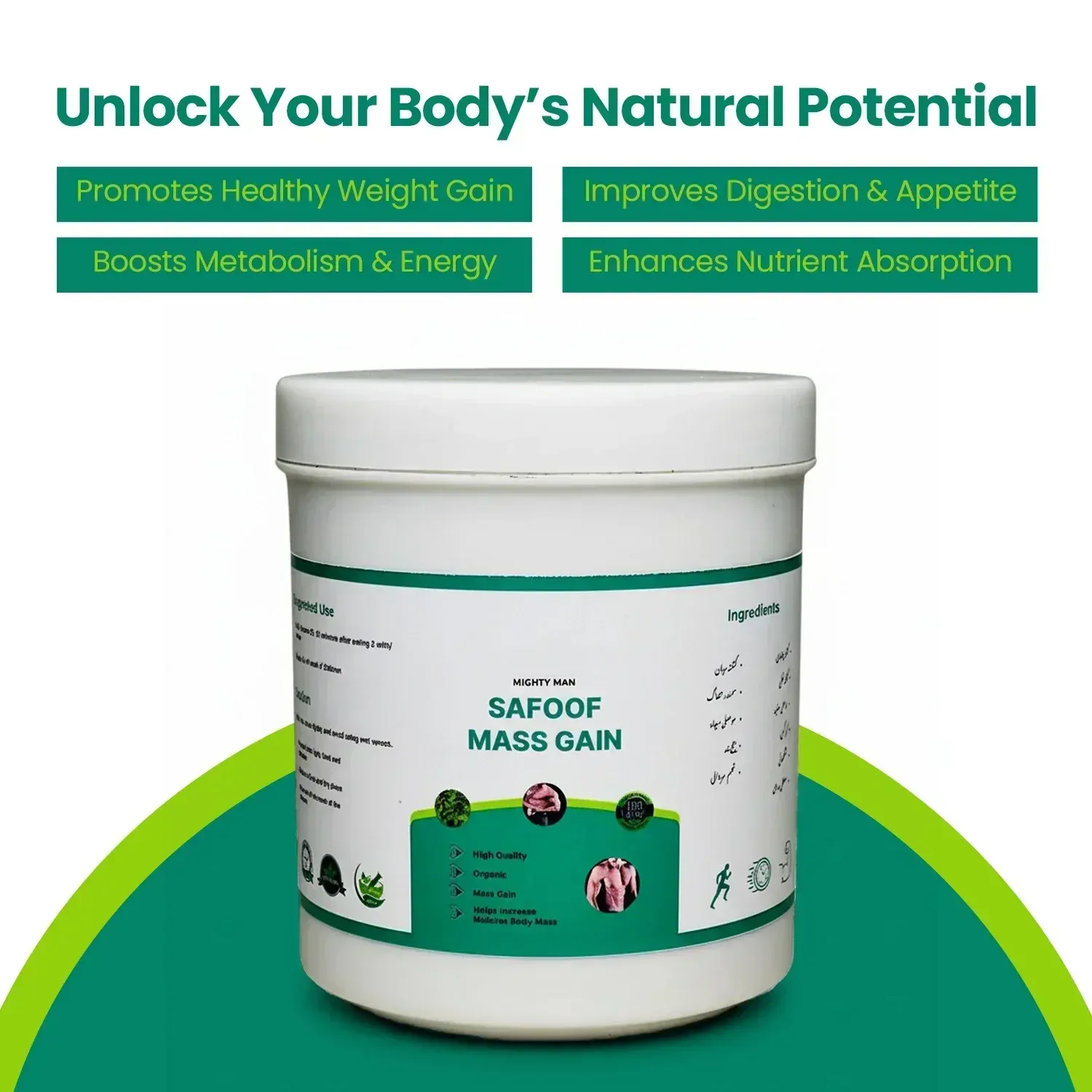 Safoof Mass Gain Herbal Weight Gain Powder Natural Body Mass Support Formul