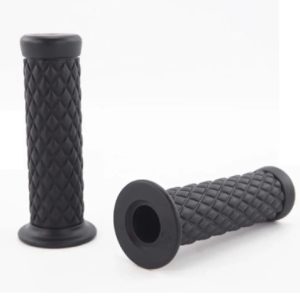 Cafe Racer Diamond Style Rubber Handlebar Grips with Bar Ends â Black (Pair)