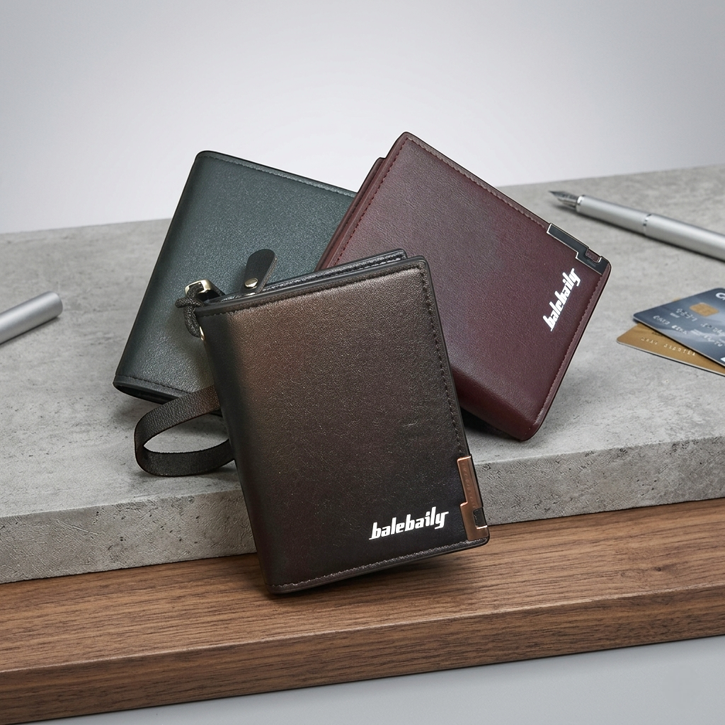Balebaily Compact Short Wallet for Men & Women | Multi Card Slots, Money Clip, Coin Pocket & Photo Window | Durable Everyday Pocket Wallet
