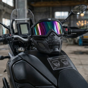 Premium Skull Goggles Mask â Full Face Tactical Protection for Bikers (Multi-Color Iridium Lens)