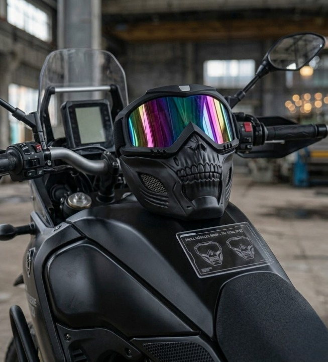 Premium Skull Goggles Mask â Full Face Tactical Protection for Bikers (Multi-Color Iridium Lens)