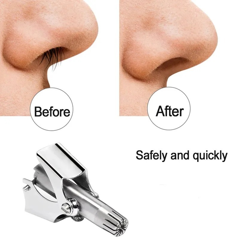 Manual Stainless Steel Nose & Ear Hair Trimmer - Painless, Battery-Free Precision Personal Grooming Tool with Cleaning Brush - Image 4