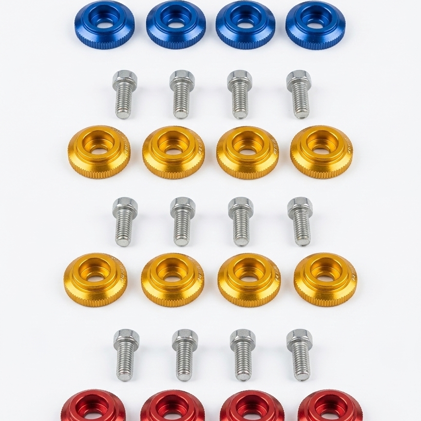 Motorcycle Fancy Chain Cover Bolts with Washer 4 Pcs Set â Red, Golden, Blue