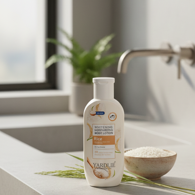 Yardlie Professional Whitening Moisturizing Body Lotion with Rice, Hyaluronic Acid, and Collagen: Intense Hydration and Brightening Care - Image 3