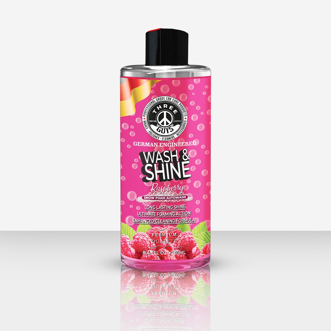 THREE GUYS Wash & Shine Shampoo Raspberry | Premium German Car Shampoo | High Foam, Deep Cleaning & Brilliant Shine