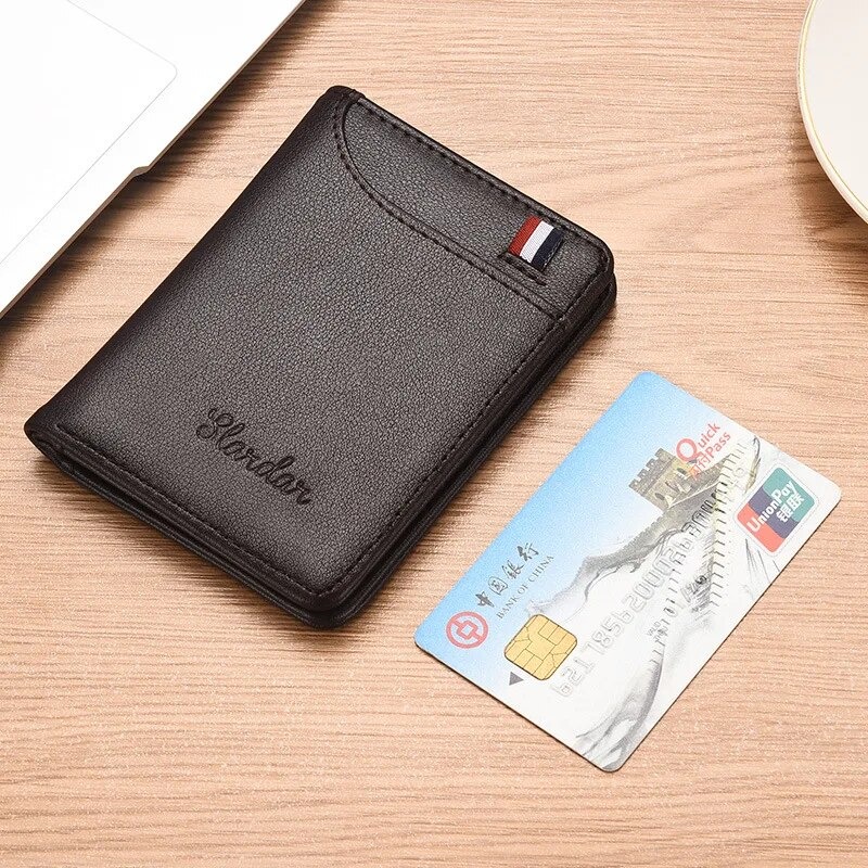 WAGLOK Slim Card Holder Wallet for Men | 3 Card Slots, Hidden Slot, Cash Pocket & ID Window | Compact Pocket-Size Minimalist Wallet — Black