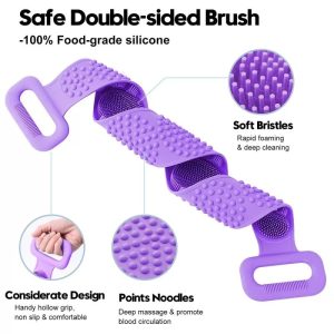 Silicone Back Scrubber Strap | Soft Exfoliating Body Wash Belt for Bath & Shower (Random Color)