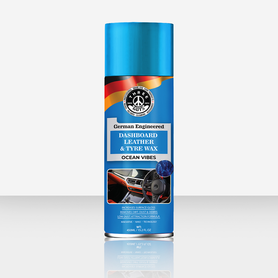 THREE GUYS Dashboard, Leather & Tyre Wax (450ml) | Ocean Vibes Fragrance | German Formula with UV & Dust Protection