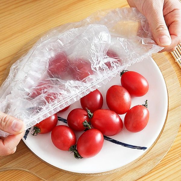 100 PCS Disposable Food Cover Plastic Bags Transparent Fresh Food Storage & Wrap Bags - Image 3