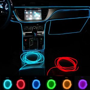 Car Dashboard Neon Light Strip â 3 Meter Flexible EL Wire with Easy Installation, Random Color