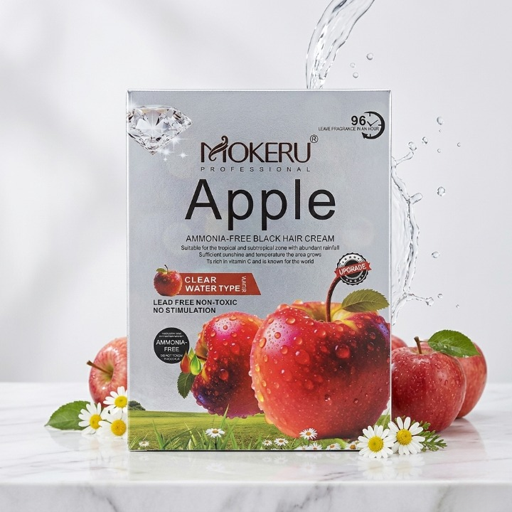 Mokeru Professional Apple Ammonia-Free Black Hair Cream Non-Toxic Fast Hair Dye for Men and Women