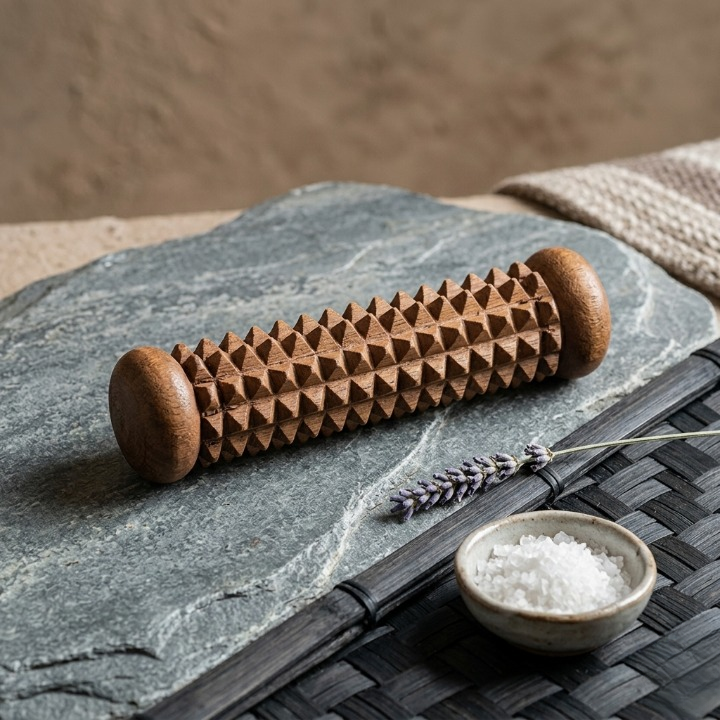 Handcrafted Wooden Palm Massager Reflexology & Acupressure Hand Roller - Image 2