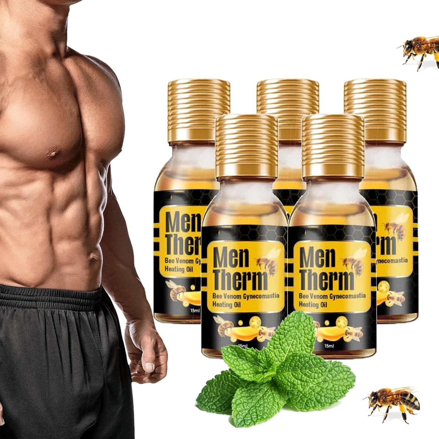 Men Therm Bee Venom Gynecomastia Heating Oil - 30ml - Image 3