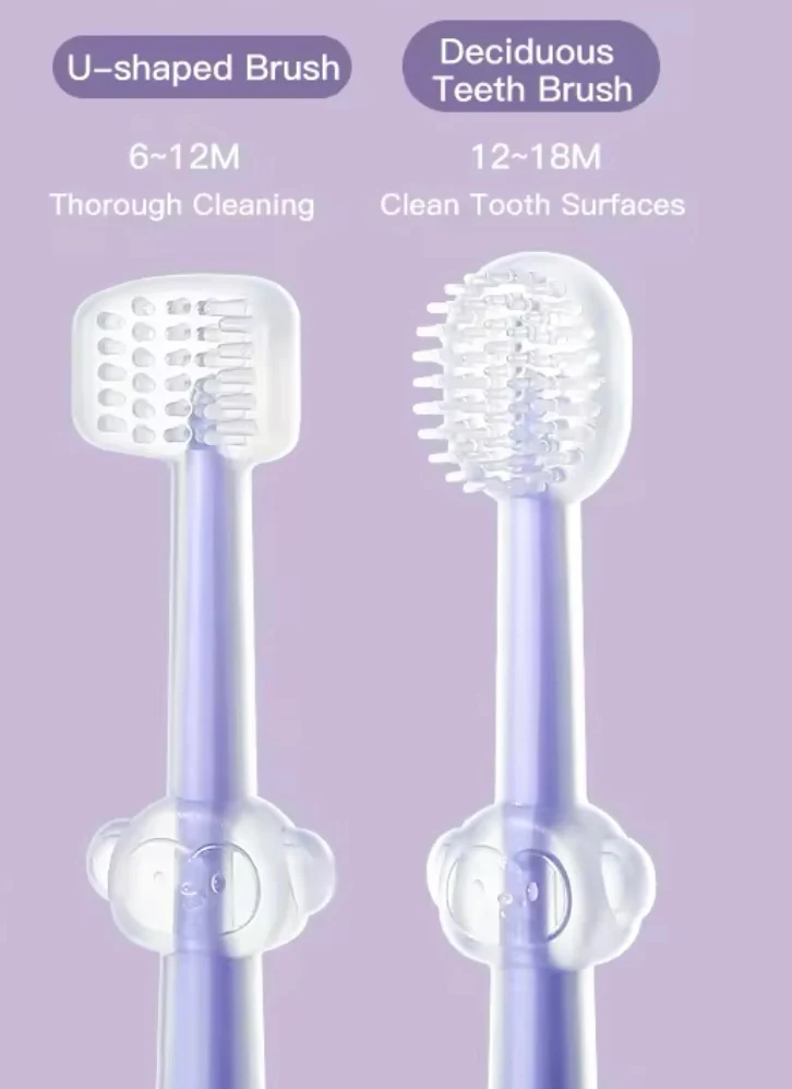 Infant Baby Silicone Toothbrush & Tongue Cleaner Pack of 2 with PP Storage Box for Oral Care
