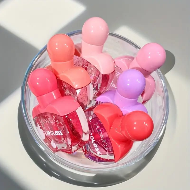 Huda Moji High Pigmented Lip Oil Set Shades of Pink Gloss Collection ~ Pack Of 6 - Image 4