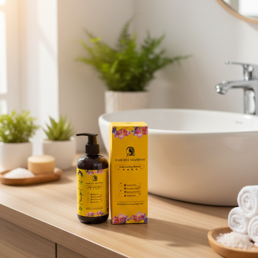 Floral Natural Hair Dye Shampoo - Ammonia-Free Herbal Formula with Ginseng & Fo-Ti for Long-Lasting Gray Hair Coverage | 200ml - Image 3