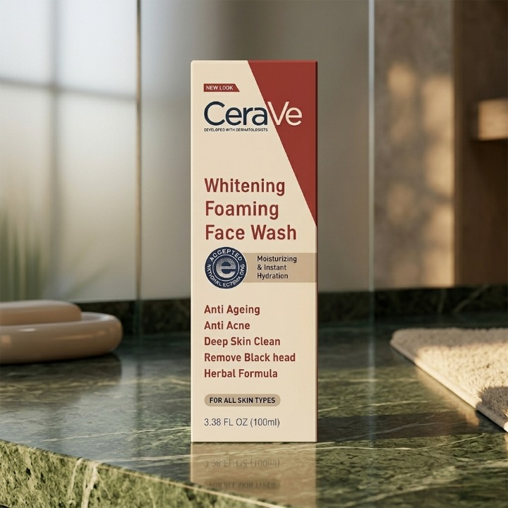 CeraVe Foaming Face Wash Brightening Cleanser with Ceramides for Normal to Oily Skin (100ml) - Image 3