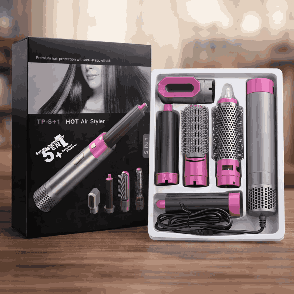 5-in-1 Professional Hot Air Styler & Hair Dryer Set Multi-Functional Curler, Straightener & Volumizer Kit - Image 2