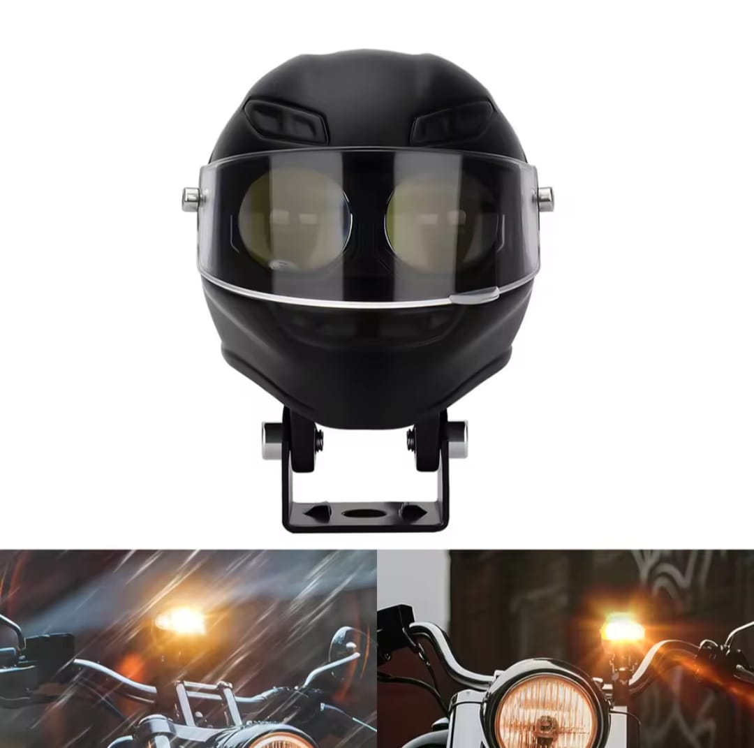 Universal Motorcycle LED Helmet-Style Spotlight â Dual Lens 2-Mode (White & Yellow) Fog Light Signal Lamp - Image 3