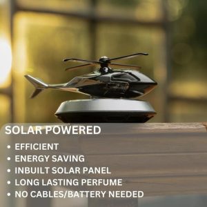 Solar Powered Car Aroma Diffuser Helicopter Air Freshener â Dashboard Perfume Decor | Metal + ABS, Refillable Fragrance