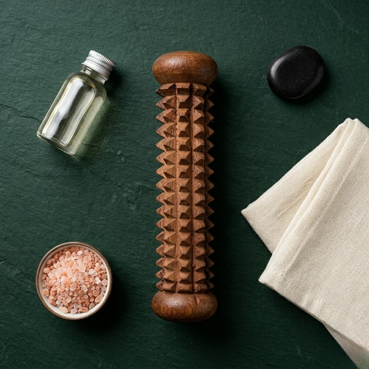 Handcrafted Wooden Palm Massager Reflexology & Acupressure Hand Roller - Image 3