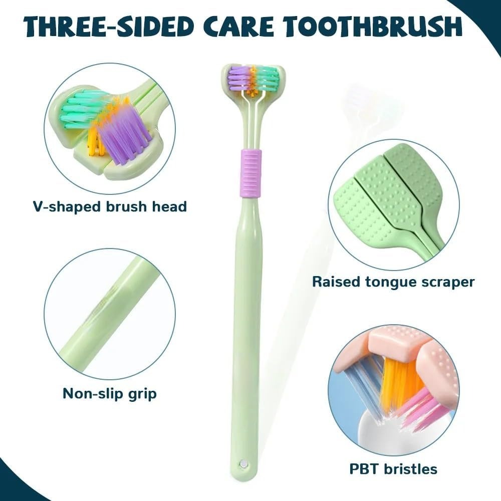 Three-Sided Ultra Soft Bristle Toothbrush Gentle Oral Care Safety Teeth Cleaning Brush | Pack of 2 - Image 4