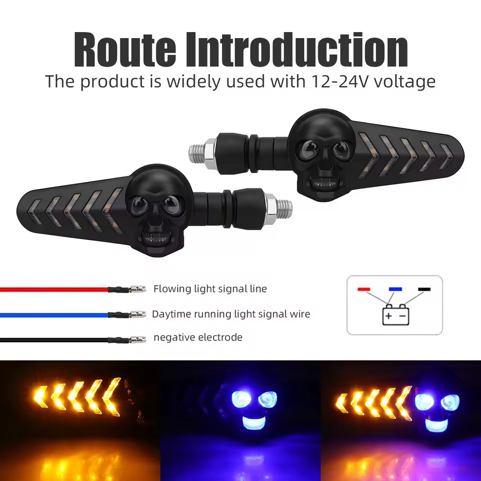 Motorcycle LED Turn Signal Light Supports 12V To 24V Flashing Indicator DRL Brake Tail Lamp