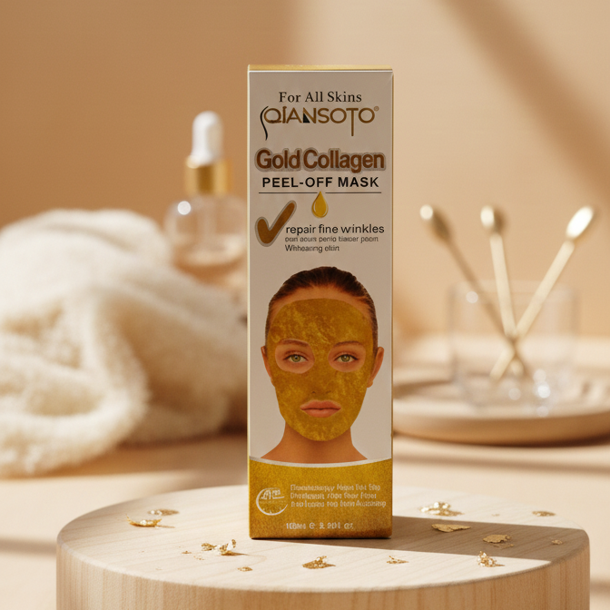 Qiansoto Gold Collagen Peel-Off Facial Mask Anti-Aging & Skin Brightening Treatment (100ml) - Image 3
