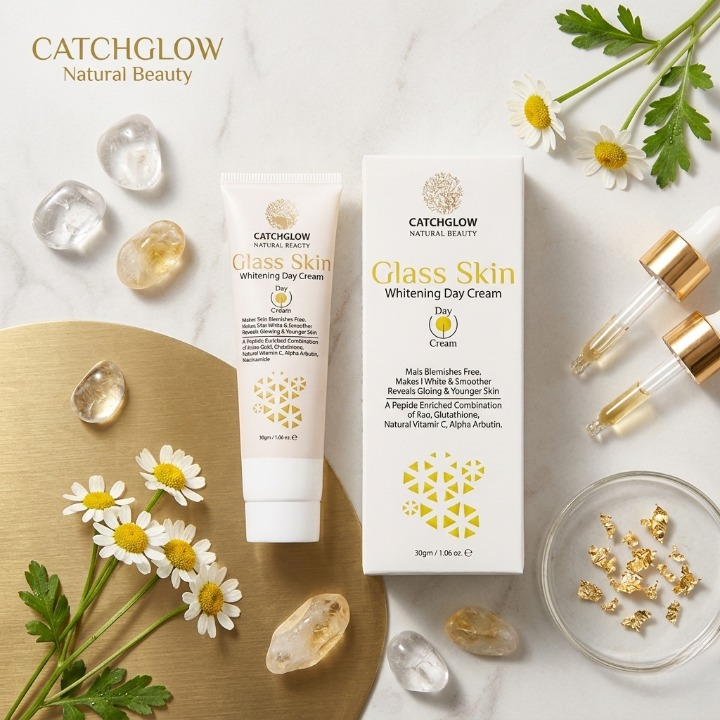 Catchglow Natural Beauty Glass Skin Whitening Day Cream 30g Radiant Glow Skincare - Image 4