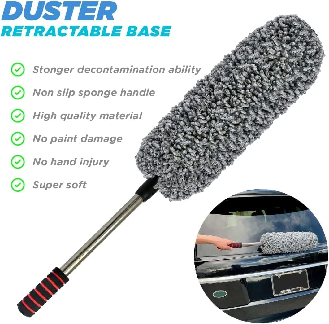 Premium Microfiber Car Duster Kit with Telescopic Handle â Scratch-Free Interior & Exterior Cleaning Brush for Cars, SUVs, Trucks & Home Use - Image 3