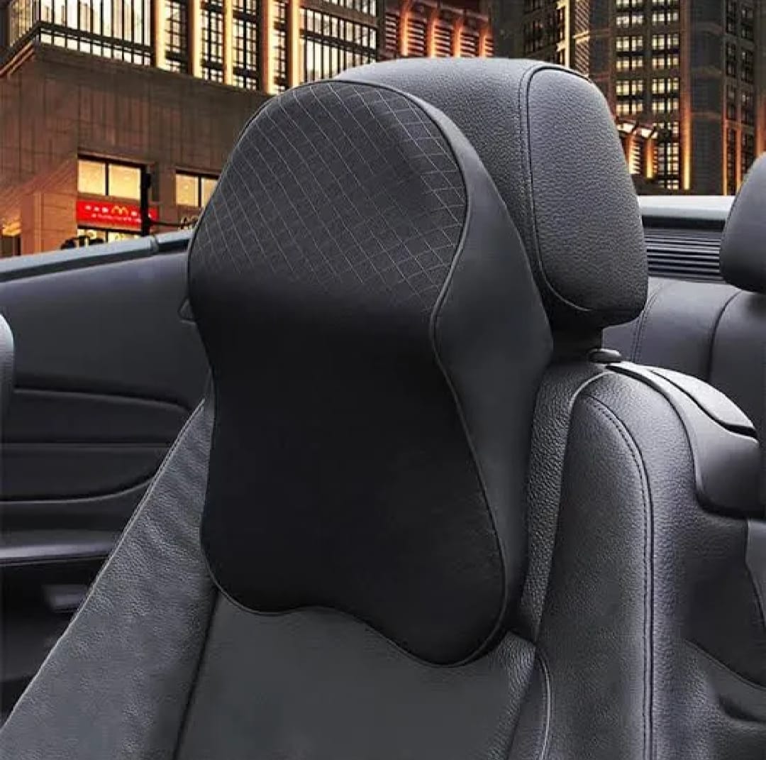 Universal Car Neck Seat Pillow â Soft Memory Foam Headrest (Beige & Black) - Image 5