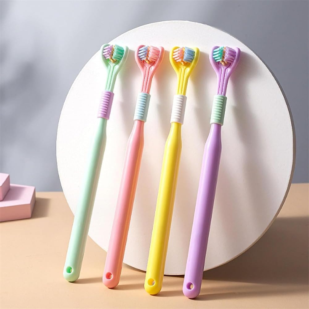 Three-Sided Ultra Soft Bristle Toothbrush Gentle Oral Care Safety Teeth Cleaning Brush | Pack of 2