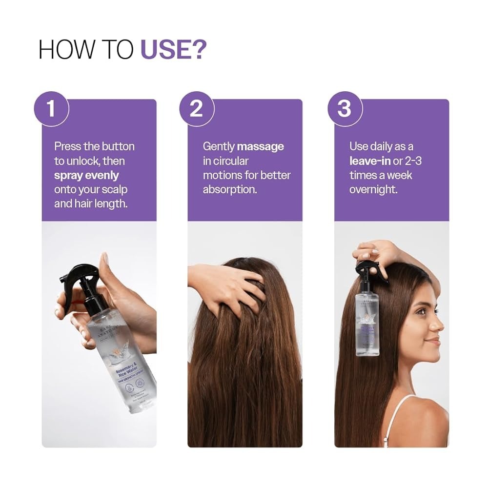 Bare Anatomy Rosemary & Rice Water Hair Growth Spray 200ml | Strengthen & Thicken Hair | Made In India - Image 4