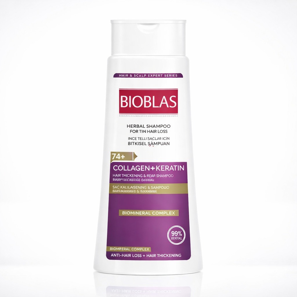 Bioblas Collagen + Keratin Hair Loss Herbal Shampoo Anti-Hair Fall & Volumizing Formula (360ml) - Image 4