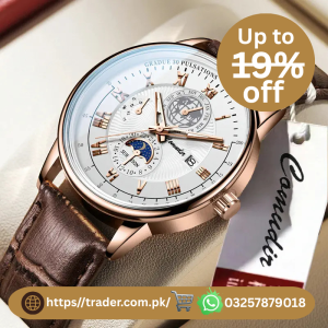 Men's Swiss Quartz Watch with Suncap Design | Stylish Casual & Business Fashion Watch