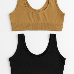 Women's Lycra Sports Bra Set â Black & Skin | Ideal for Gym, Yoga & Daily Comfort (Pack of 2)