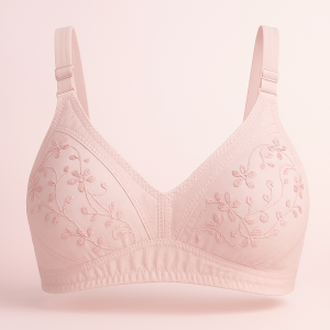 01 PCs Cotton Embroidered Chikan Bra for Women â Soft Breathable Fabric, Floral Design, Adjustable Straps, 2-Hook Closure, Daily Wear