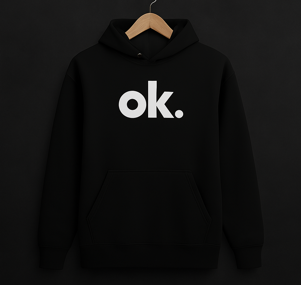 New Summer Collection Full Black Hoodie with OK Print for Men and Boys â Comfortable, Stylish & Casual Wear - Image 3