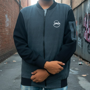 New Winter Collection Charcoal Grey âSmileâ Printed Zipper Jacket for Men & Boys â Premium French Fleece, Stylish, Warm & Comfortable Winter Wear (M, L, XL)
