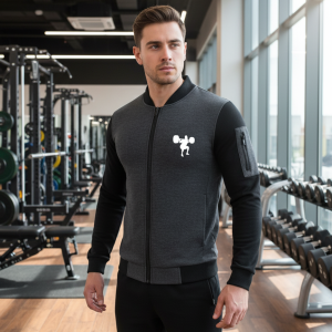 New Winter Collection Charcoal Grey Gym Printed Zipper Jacket for Men & Boys â French Fleece, Premium Quality, Stylish & Comfortable Winter Wear