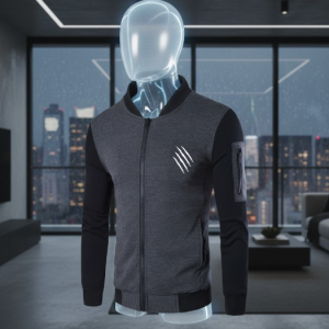 New Winter Collection Charcoal Grey Printed Zipper Jacket for Men & Boys â Premium French Fleece, Smart Fit, Stylish & Comfortable Winter Wear