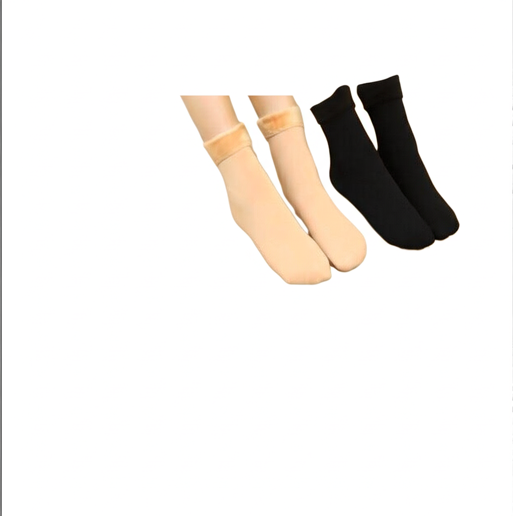 Womenâs Woolen Quarter Socks â Pack of 2 , Soft & Warm Winter Wear, Elegant Style, Flexible Size, Comfortable Daily Use, Available in Black & Skin Colors (1 Pair) - Image 2