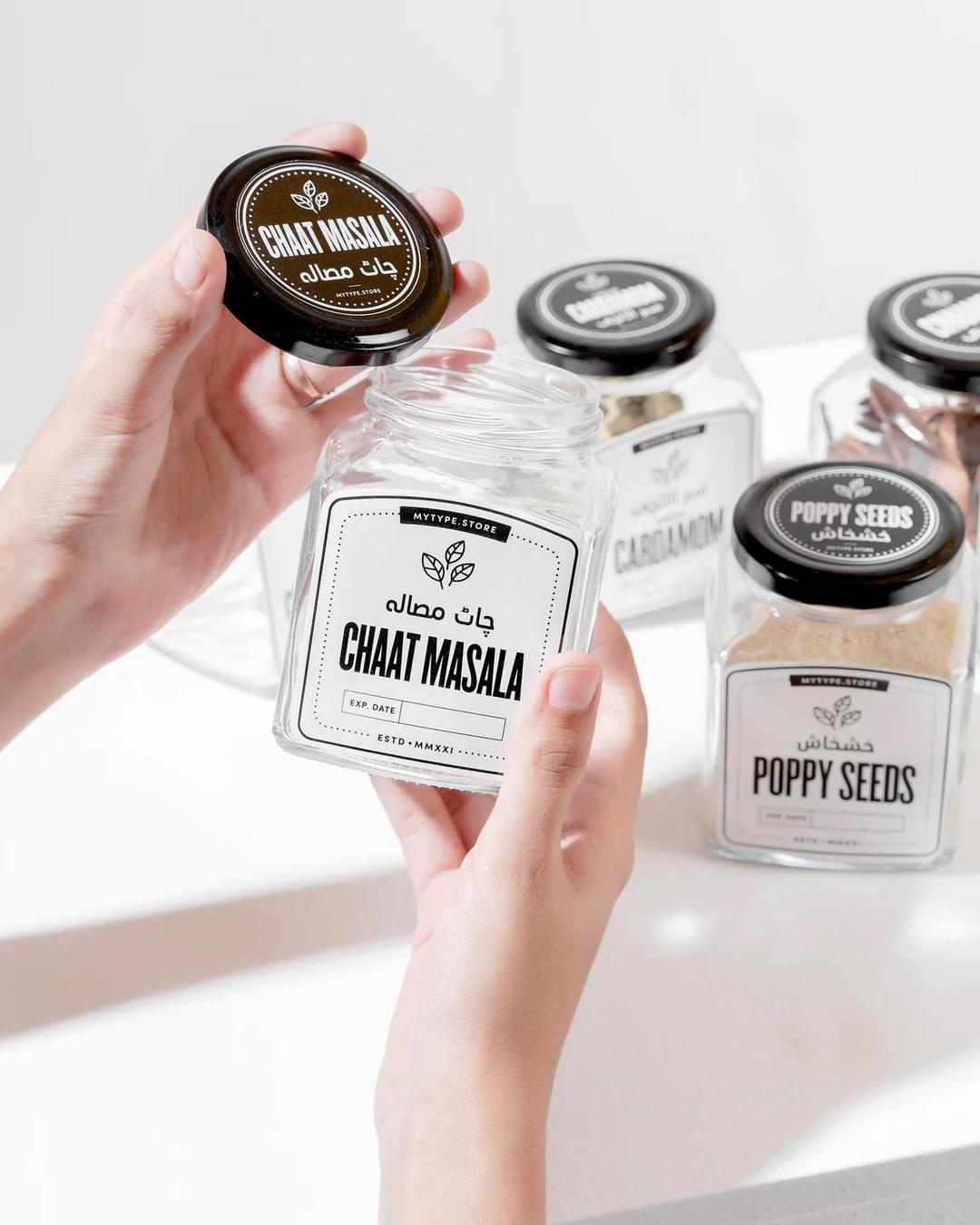 8 Pcs Glass Spice Jars Set 400ml with Black Lids – Kitchen Seasoning Storage Containers - Image 4