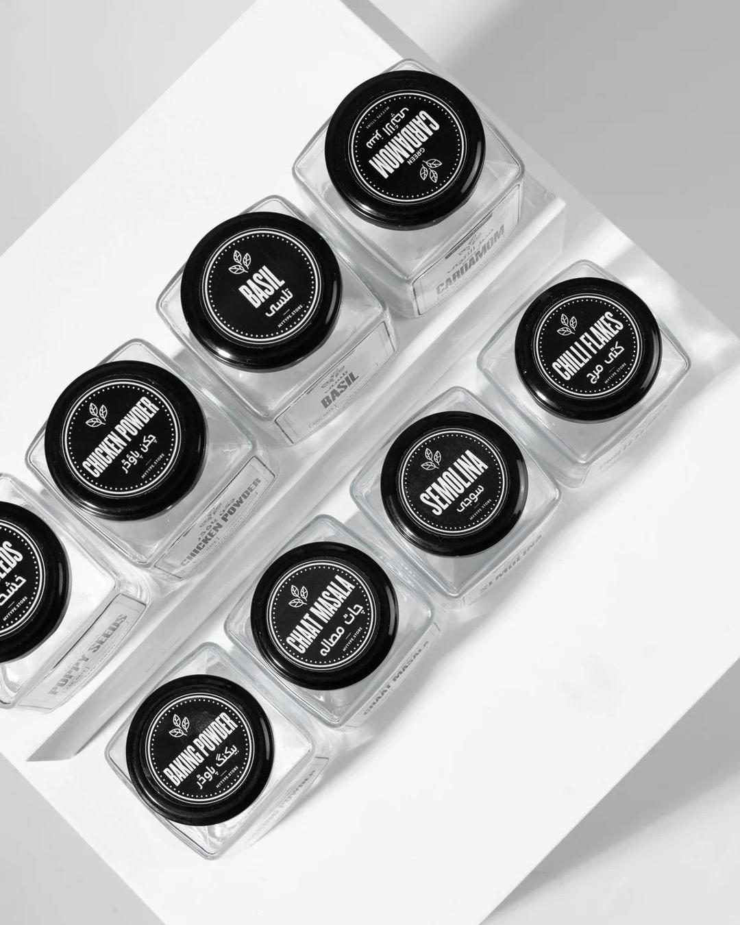 8 Pcs Glass Spice Jars Set 400ml with Black Lids – Kitchen Seasoning Storage Containers - Image 7