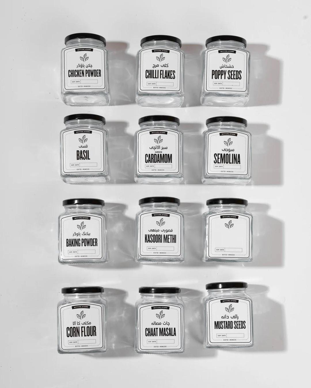 8 Pcs Glass Spice Jars Set 400ml with Black Lids – Kitchen Seasoning Storage Containers - Image 8