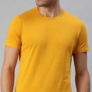 Men Cotton Polyester Slim Fit Shirt – Yellow