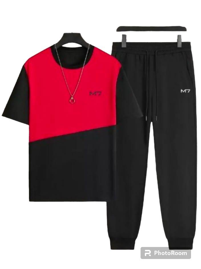 Men Track Suit 2-Piece Set – Orange-Black, Black-White, Red-Black & Black | Polyester - Image 4