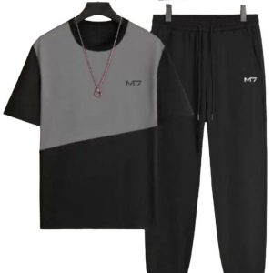 Men Track Suit 2-Piece Set – Orange-Black, Black-White, Red-Black & Black | Polyester