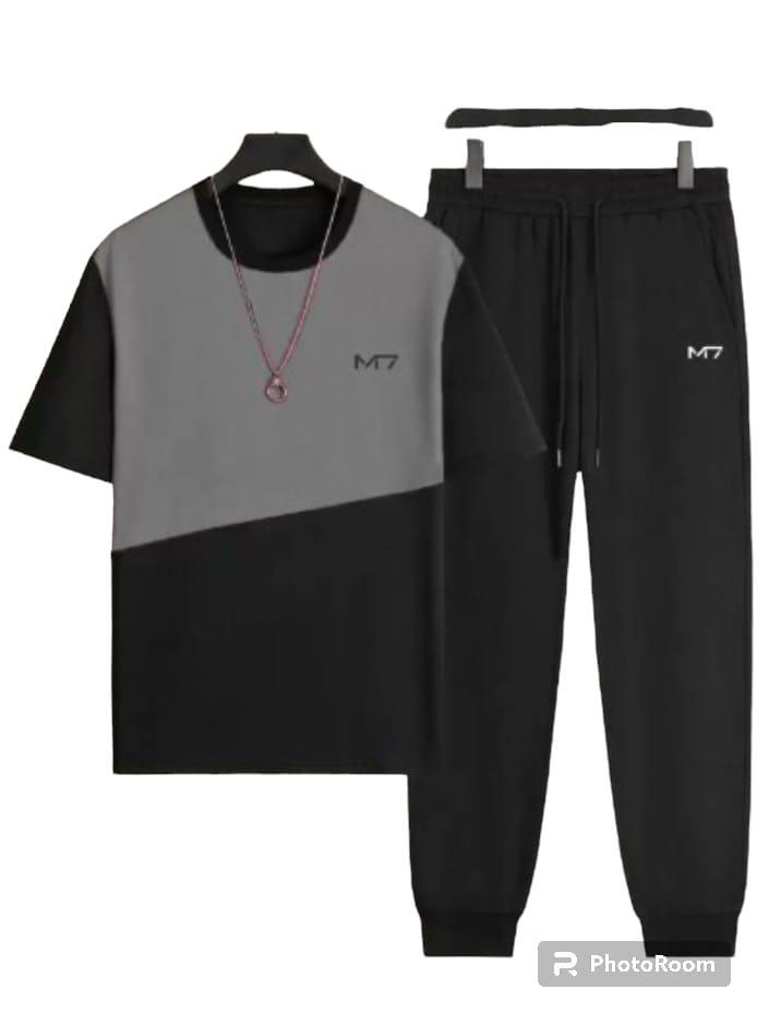 Men Track Suit 2-Piece Set – Orange-Black, Black-White, Red-Black & Black | Polyester