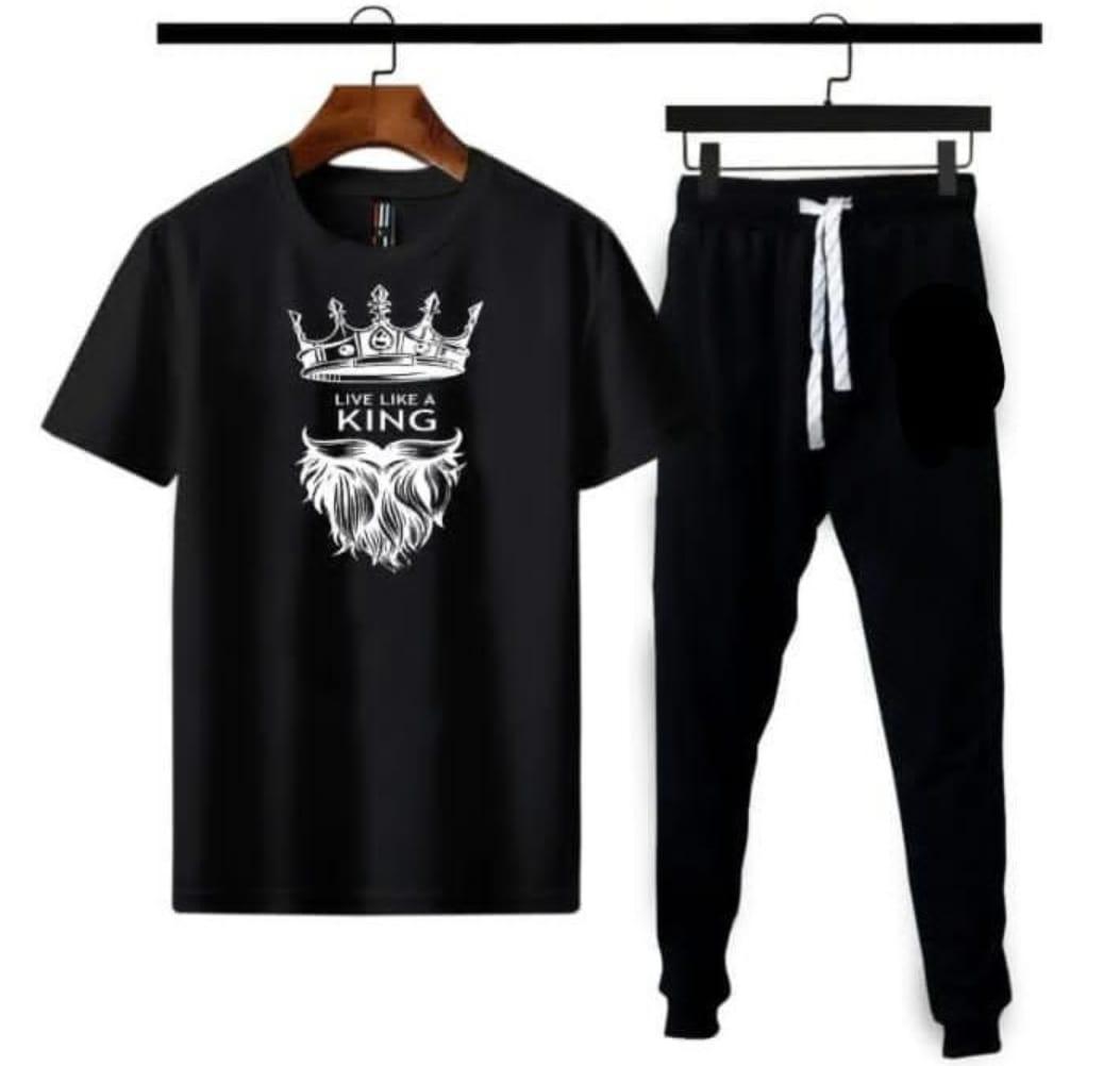 Black King Crown Beard Track Suit for Men